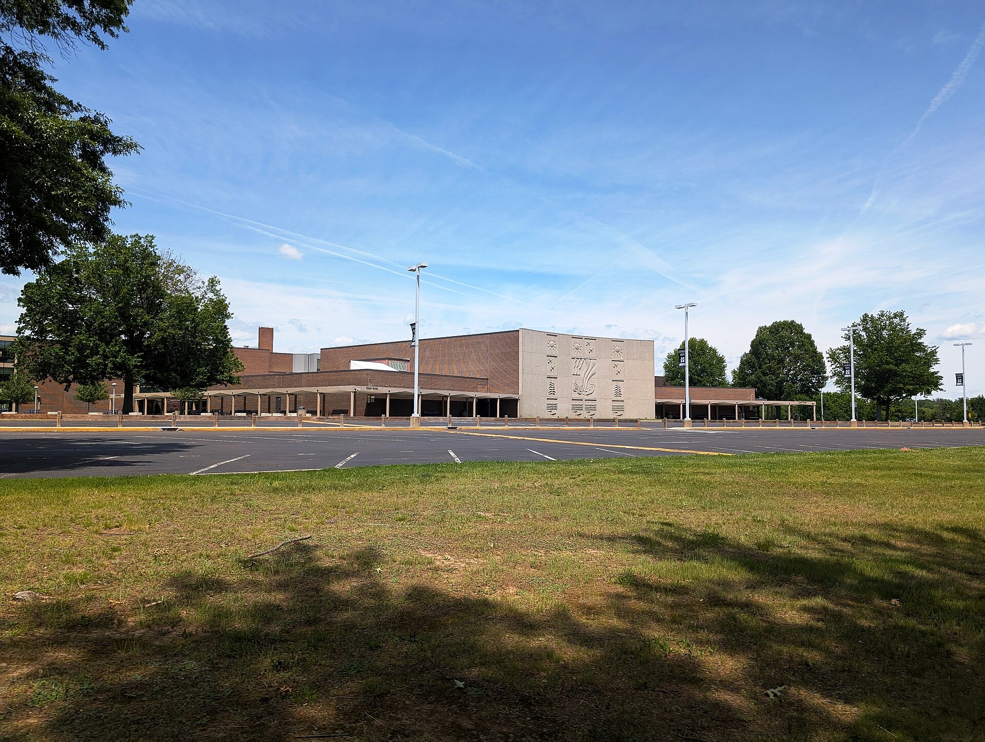 Front entrance of Council Rock High School North in Newtown, PA